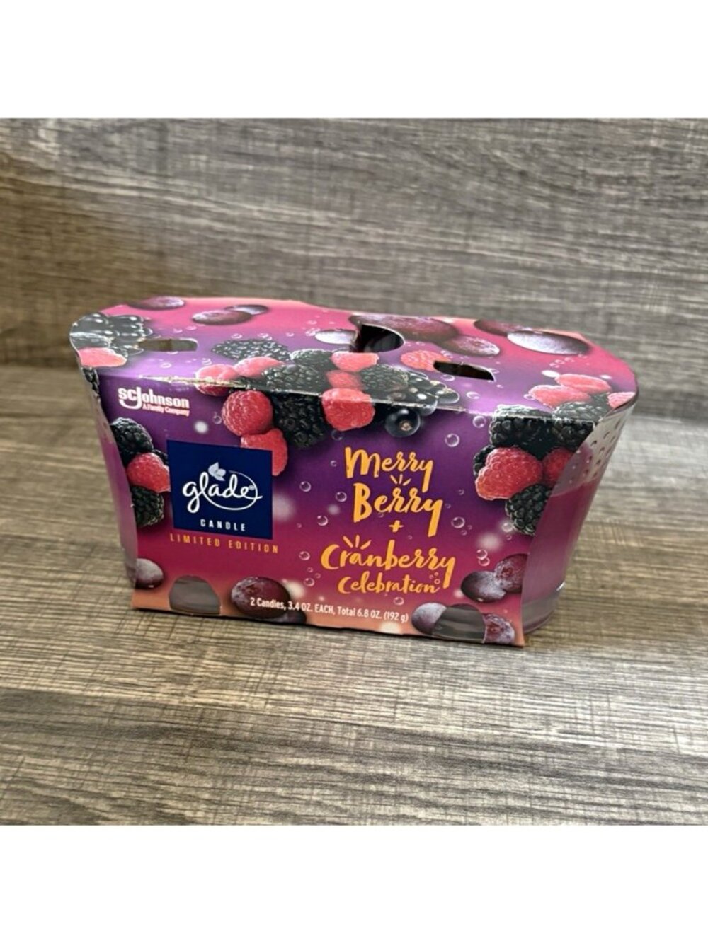 Glade Limited Edition Merry Berry Cranberry Celebration Jar Candle 2-Pack 3.4 oz